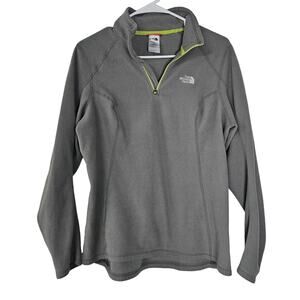 The North Face Quarter Zip Sweatshirt Fleece Womens Size Large Light Gray Green